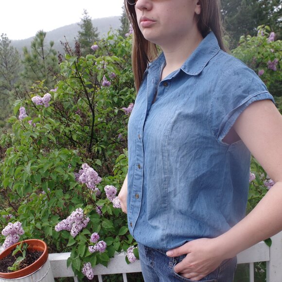 High End Ladies Jean Shirt Size 36 - Picture 1 of 4